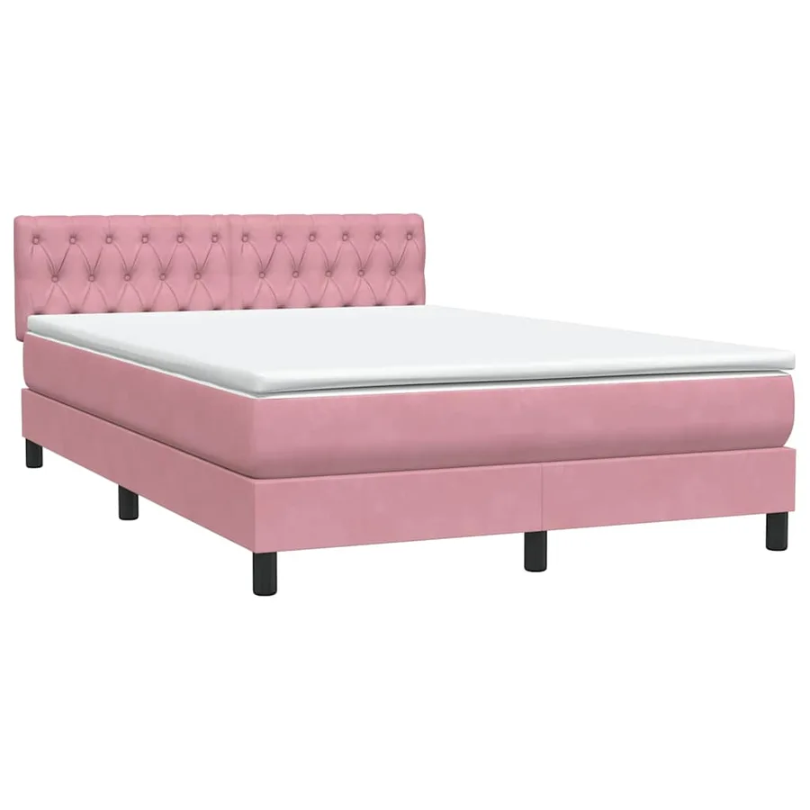 Sommier à lattes de lit avec matelas rose 160x210 cm velours - 4