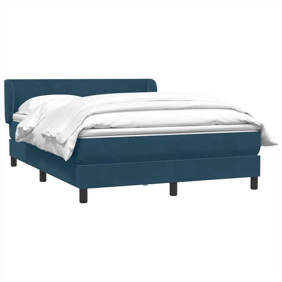 Sommier à lattes de lit et matelas bleu foncé 160x210cm velours - 4