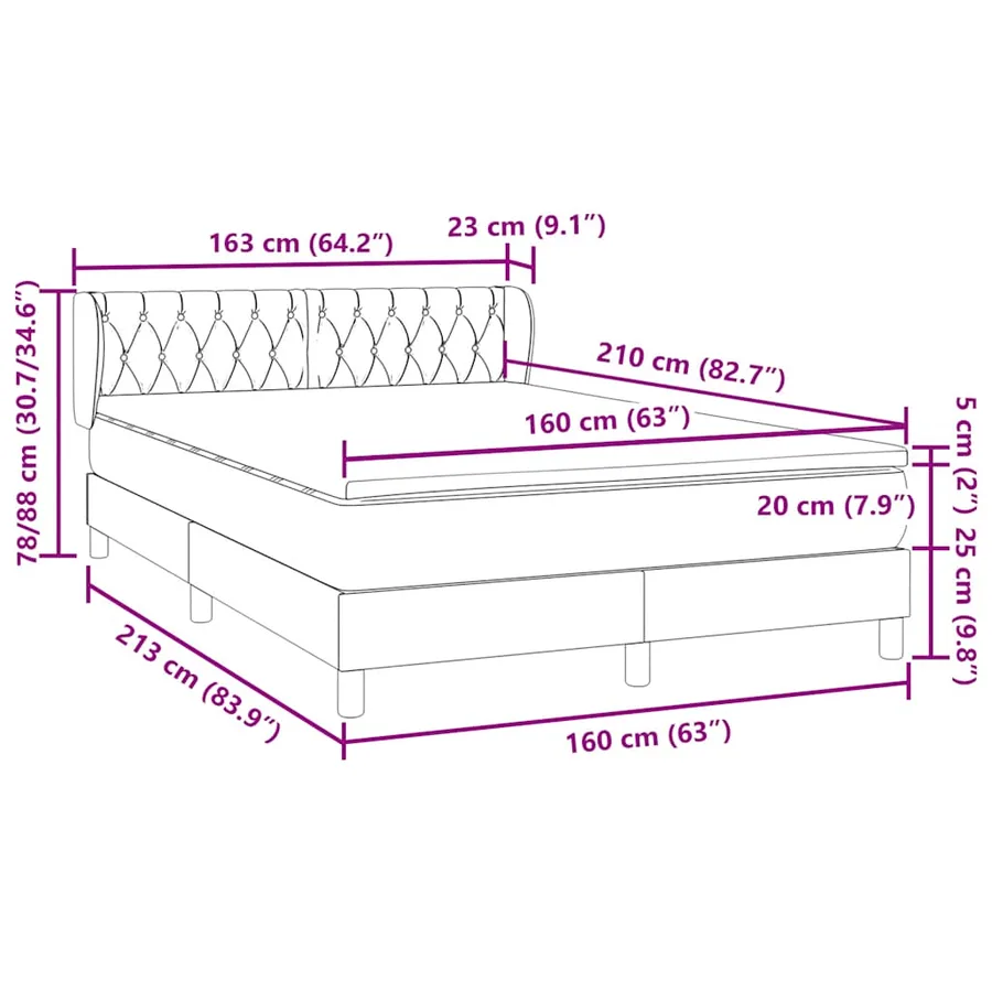 Sommier à lattes de lit avec matelas rose 160x210 cm velours - 12