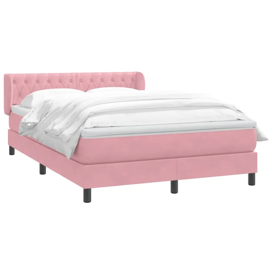Sommier à lattes de lit avec matelas rose 160x210 cm velours - 3