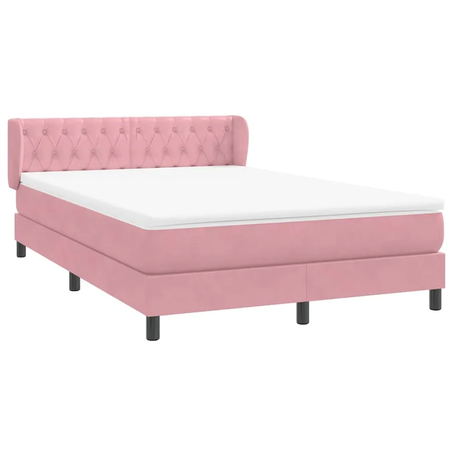 Sommier à lattes de lit avec matelas rose 160x210 cm velours - 4