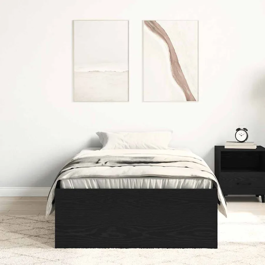 Cadre de lit sans matelas en chêne noir 90x200 cm bois d'ingénierie - 3