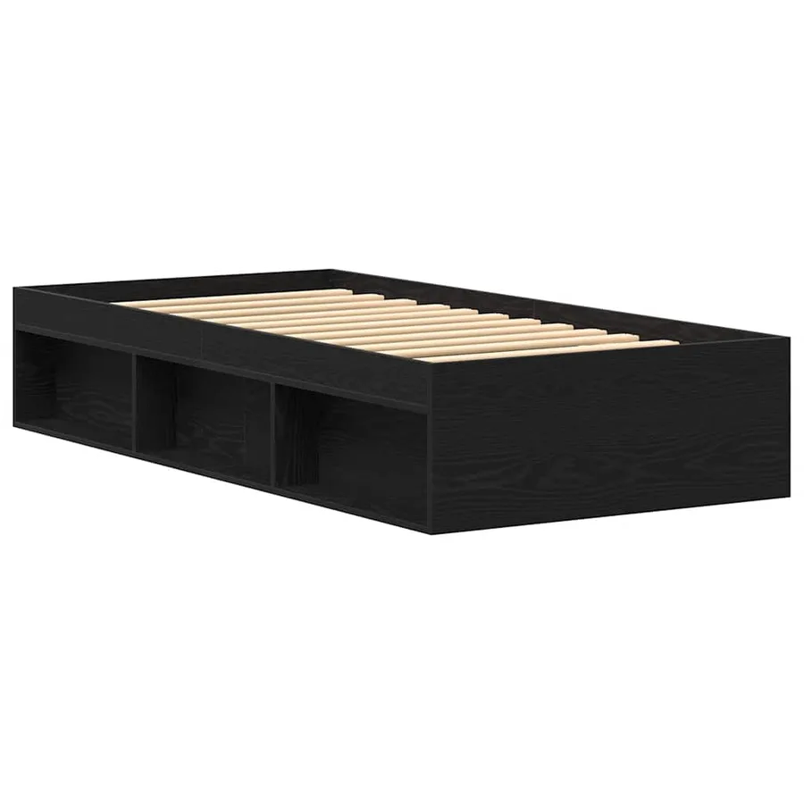 Cadre de lit sans matelas en chêne noir 90x200 cm bois d'ingénierie - 7