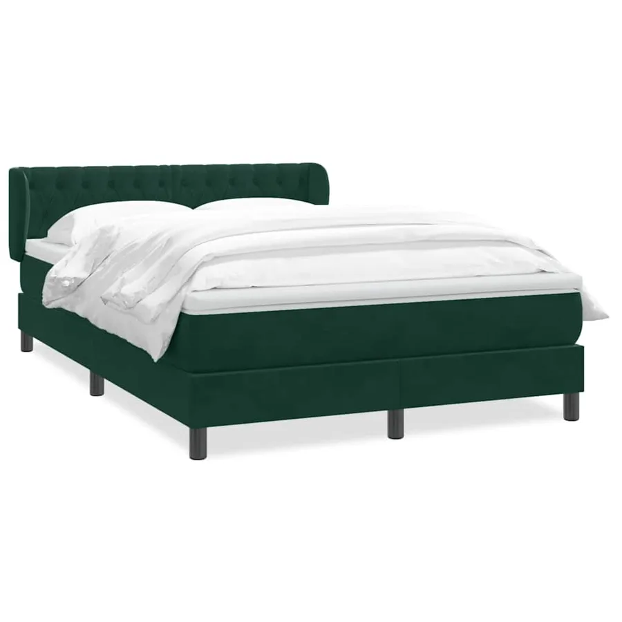 Sommier à lattes de lit et matelas vert foncé 140x210cm velours - 2