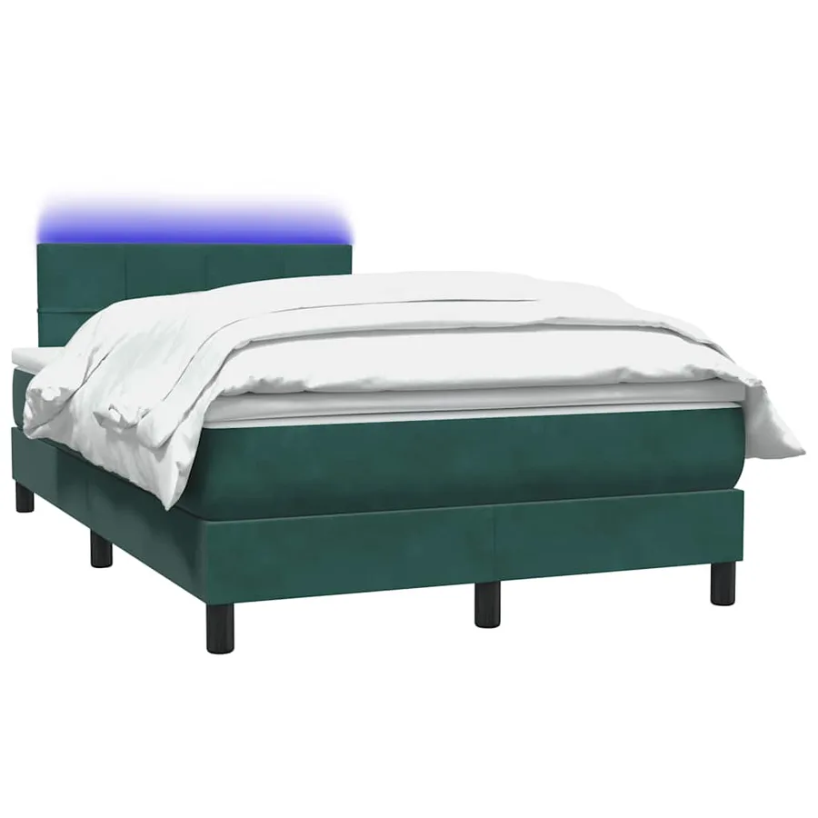 Sommier à lattes de lit et matelas et LED vert foncé 120x210cm velours - 3