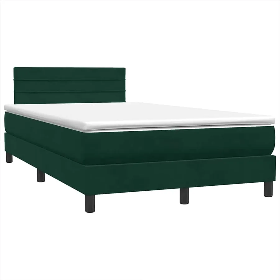 Sommier à lattes de lit et matelas et LED vert foncé 120x210cm velours - 5