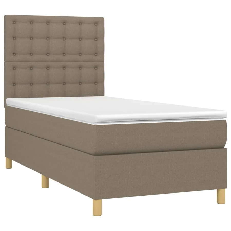 Sommier à lattes de lit et matelas et LED Taupe 80x200cm Tissu - 3