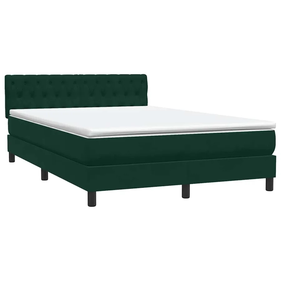 Sommier à lattes de lit et matelas et LED vert foncé 140x210cm velours - 5