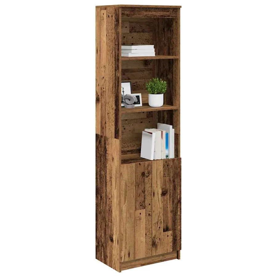 Buffet haut vieux bois 50x35x180 cm bois d'ingénierie - 4