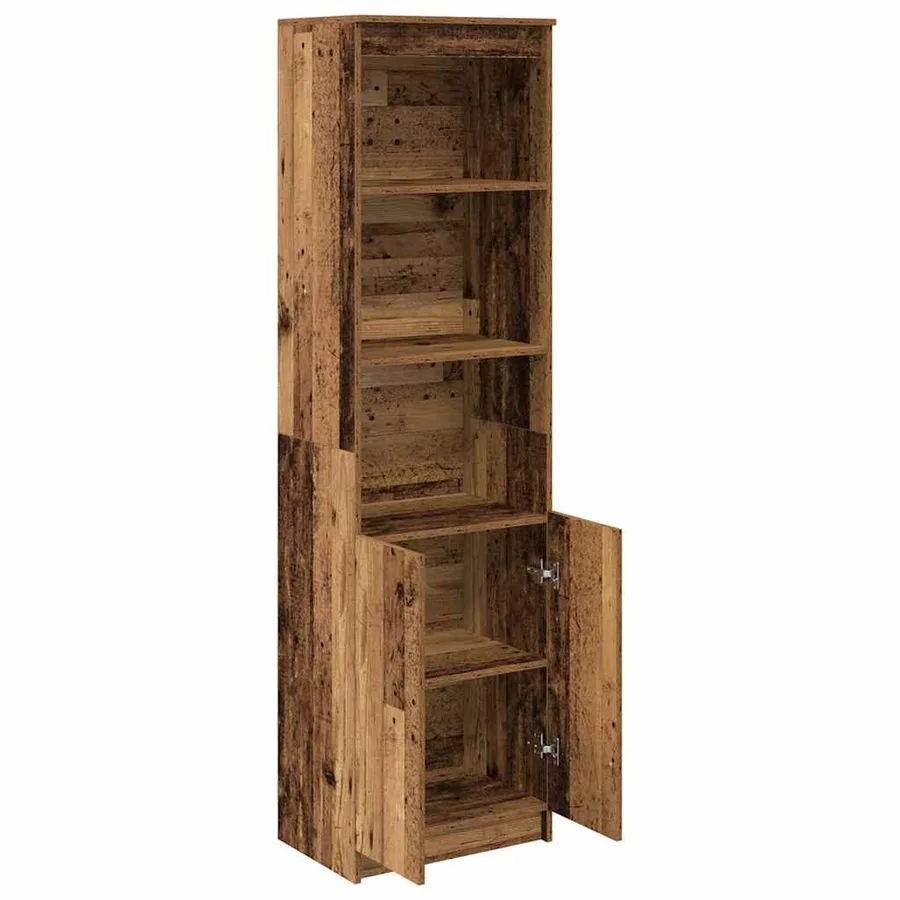 Buffet haut vieux bois 50x35x180 cm bois d'ingénierie - 5