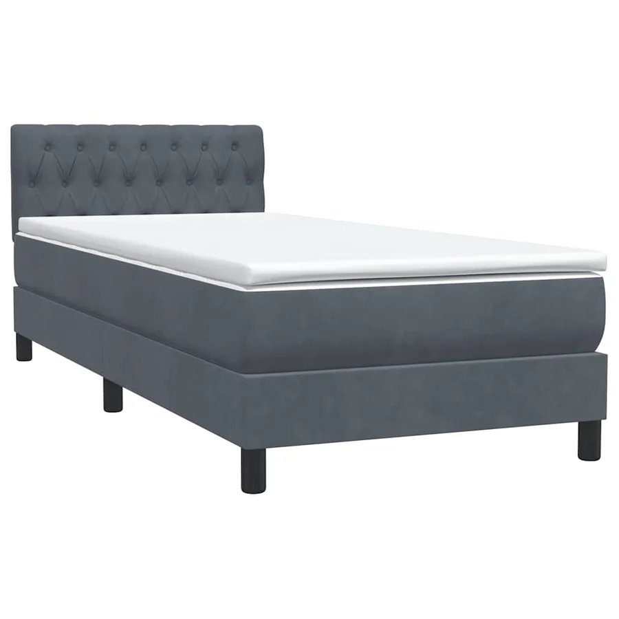 Sommier à lattes de lit et matelas gris foncé 80x220 cm velours - 4