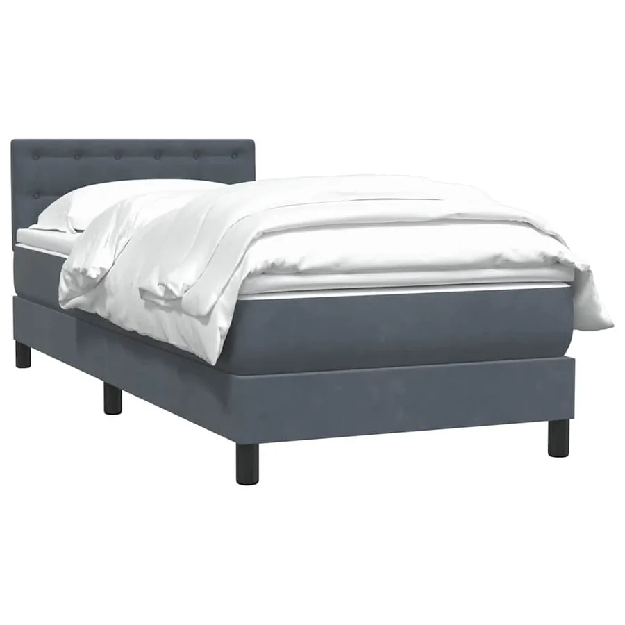 Sommier à lattes de lit et matelas gris foncé 80x220 cm velours - 3