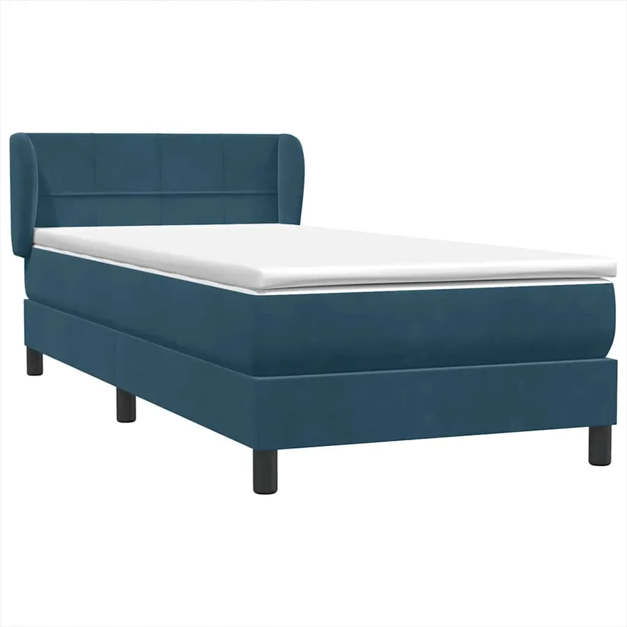 Sommier à lattes de lit et matelas bleu foncé 80x220 cm velours - 4