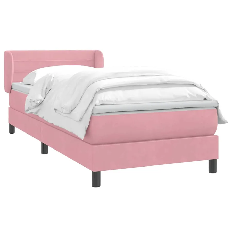 Sommier à lattes de lit avec matelas rose 80x220 cm velours - 3