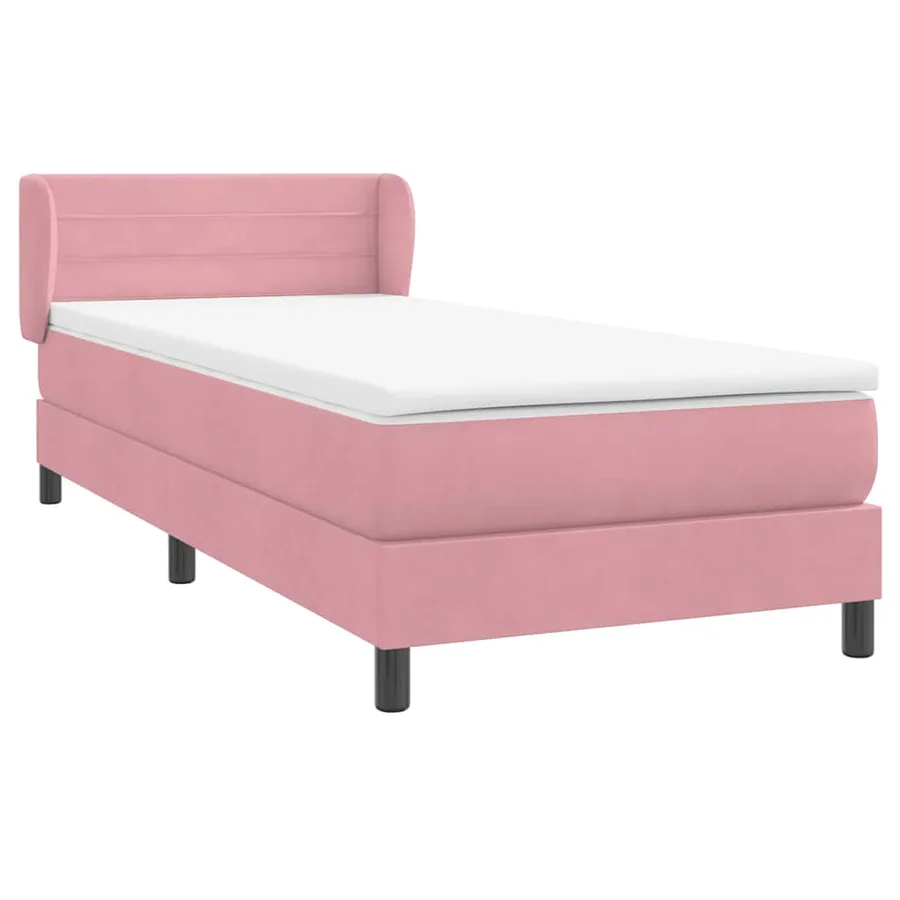 Sommier à lattes de lit avec matelas rose 80x220 cm velours - 4