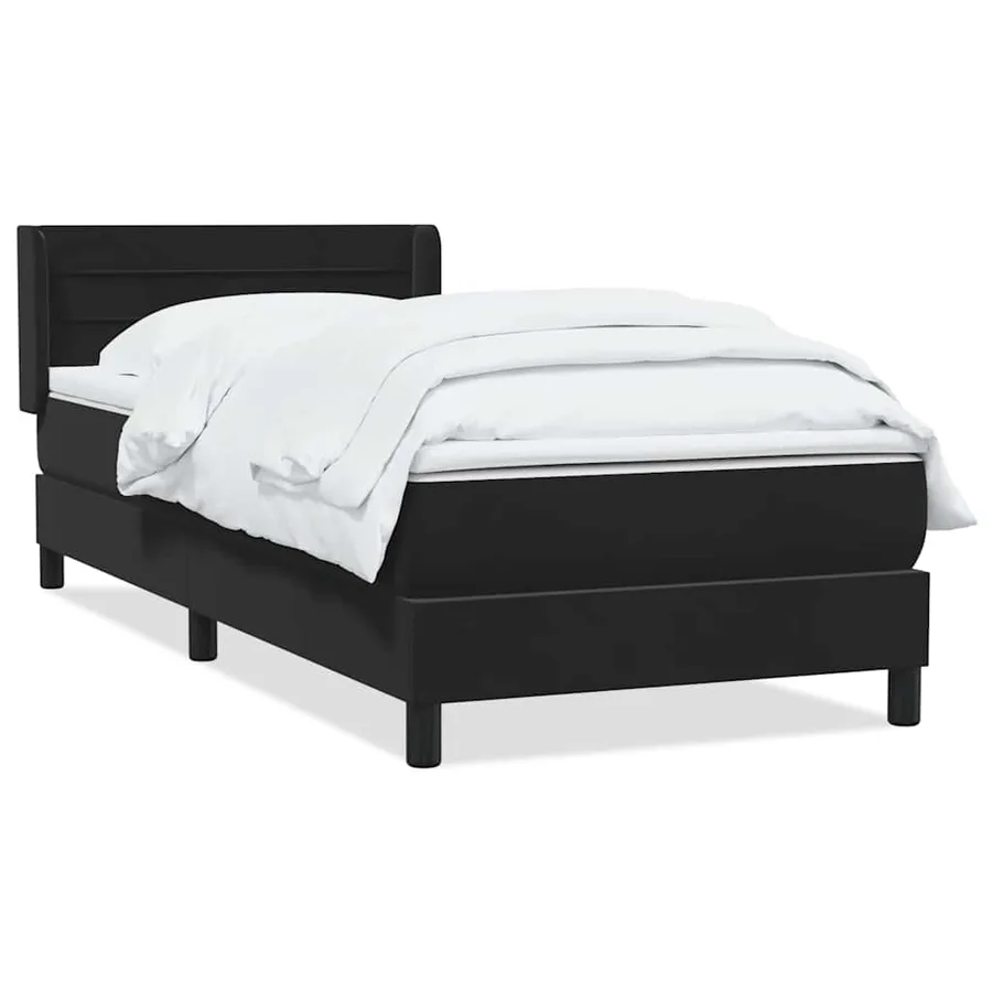 Sommier à lattes de lit avec matelas noir 80x220 cm velours - 2