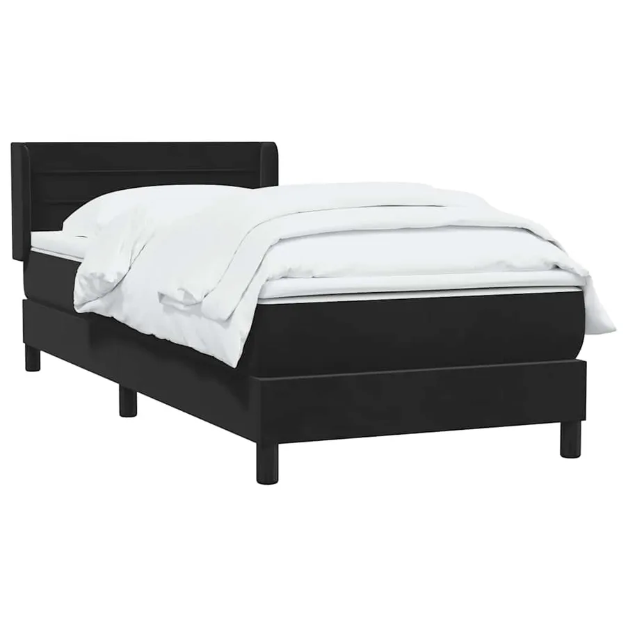 Sommier à lattes de lit avec matelas noir 80x220 cm velours - 3