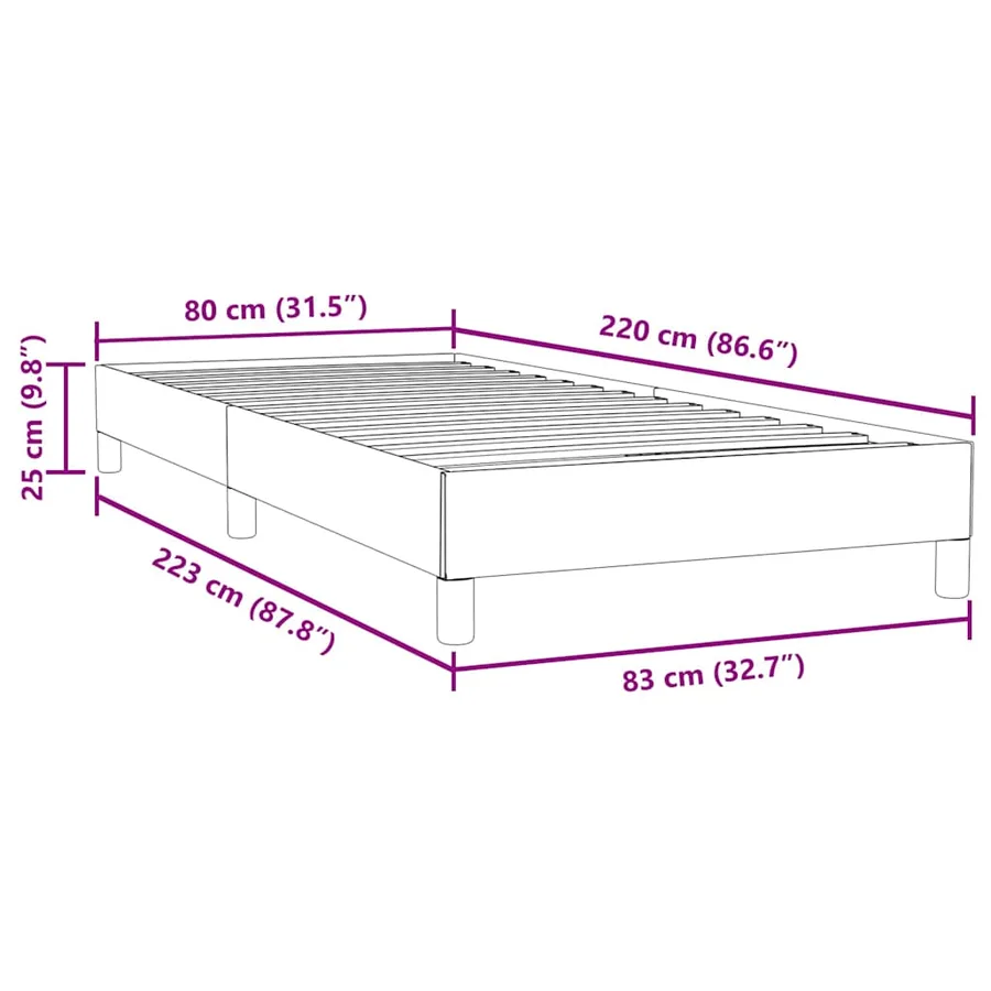 Sommier à lattes de lit sans matelas noir 80x220 cm velours - 10