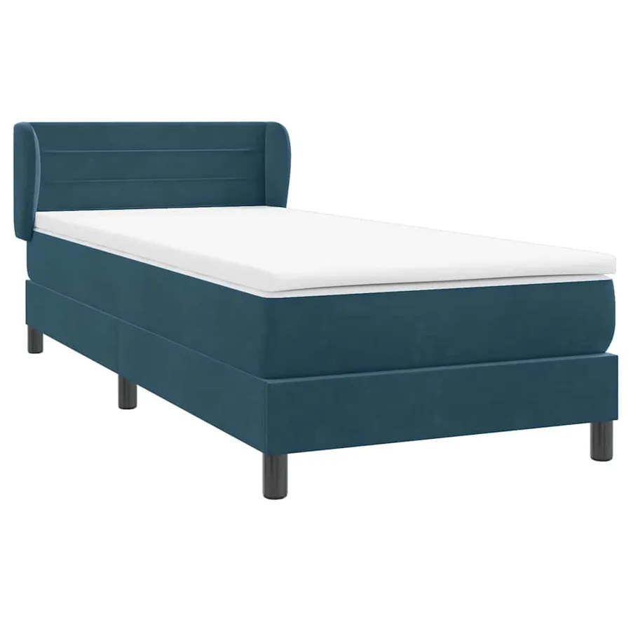Sommier à lattes de lit et matelas bleu foncé 90x220 cm velours - 4