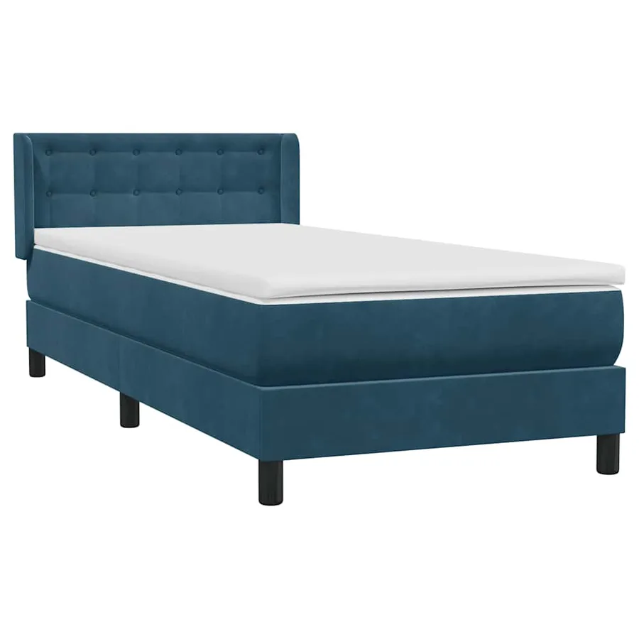 Sommier à lattes de lit et matelas bleu foncé 90x220 cm velours - 4