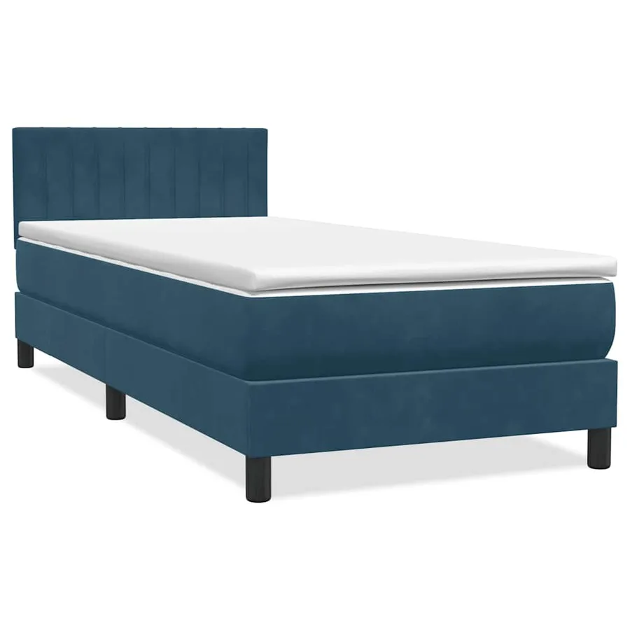 Sommier à lattes de lit et matelas et LED bleu foncé 90x220 cm velours - 3