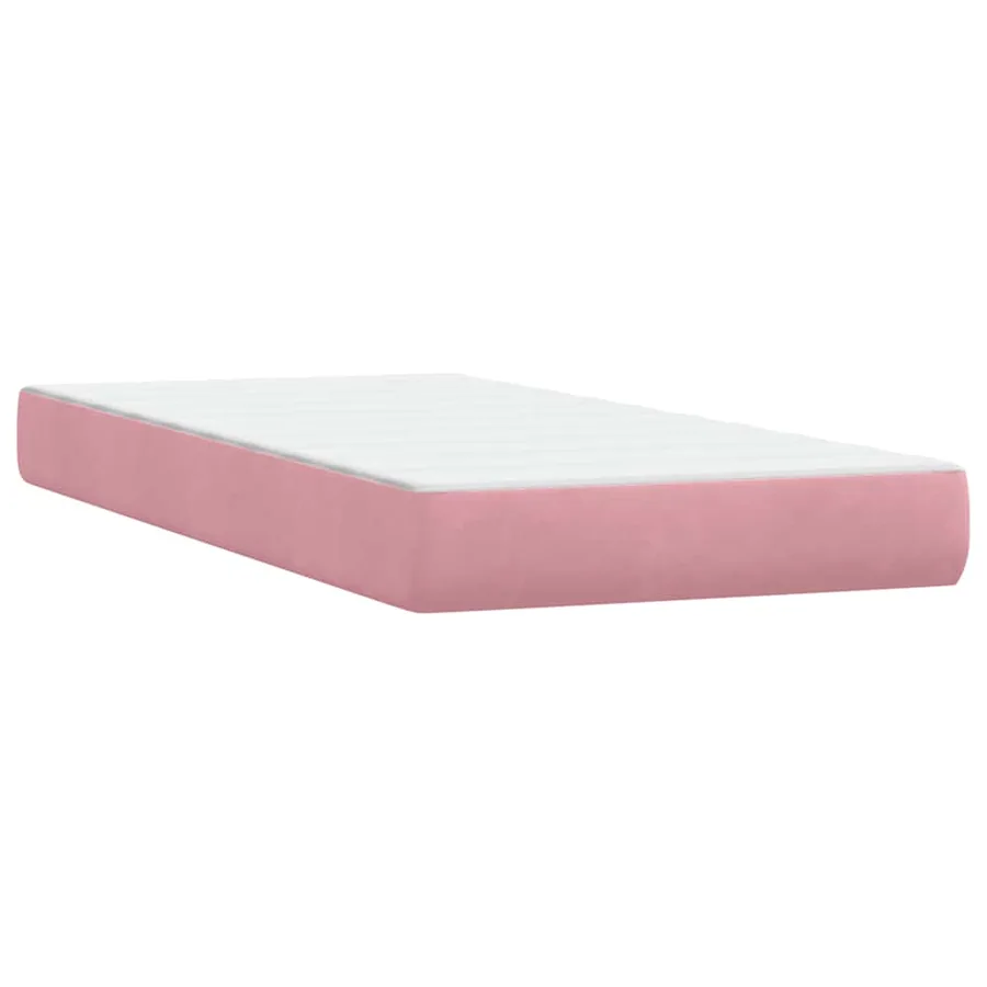 Sommier à lattes de lit avec matelas rose 90x220 cm velours - 6