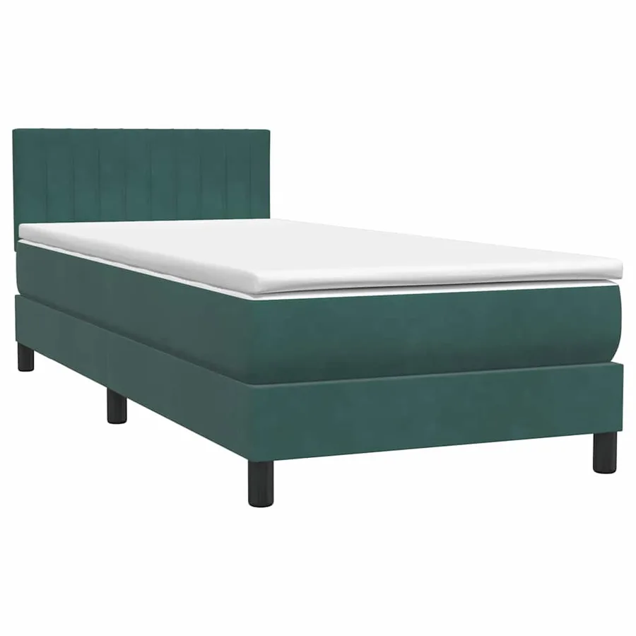 Sommier à lattes de lit et matelas vert foncé 80x210 cm velours - 2