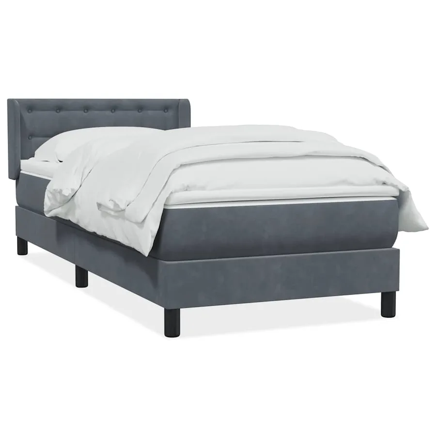 Sommier à lattes de lit et matelas gris foncé 90x210 cm velours - 2