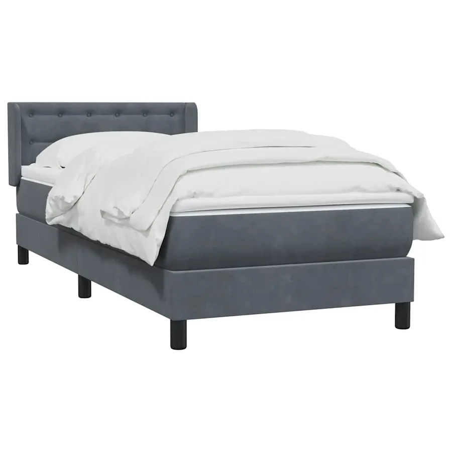Sommier à lattes de lit et matelas gris foncé 90x210 cm velours - 3