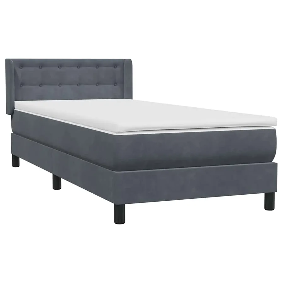 Sommier à lattes de lit et matelas gris foncé 90x210 cm velours - 4