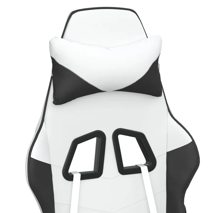 Chaise de jeu avec repose-pied Blanc et noir Similicuir - 10