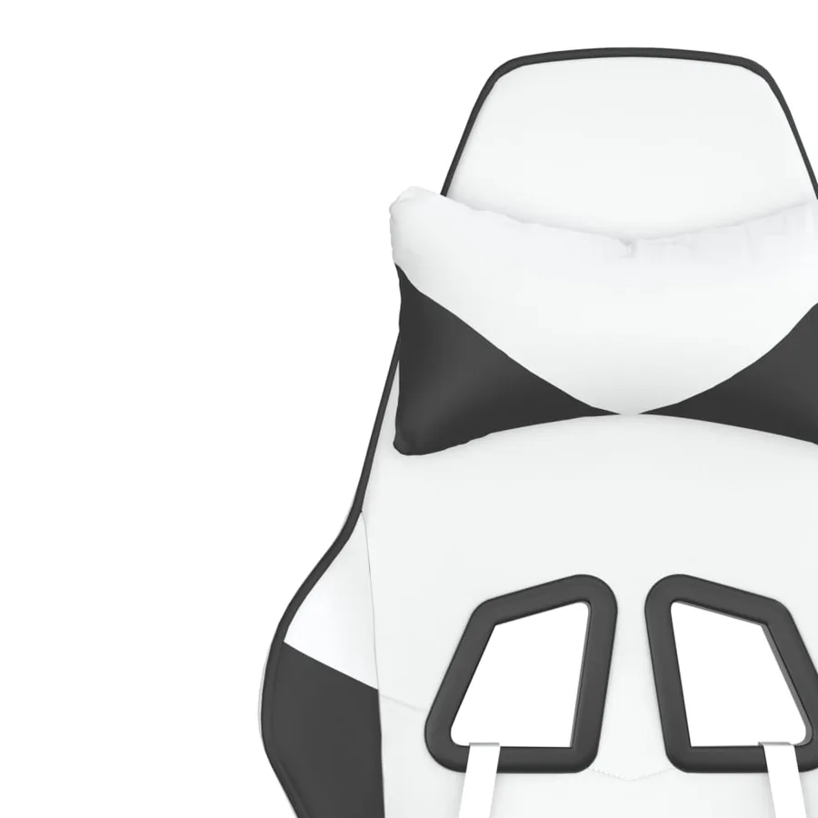 Chaise de jeu avec repose-pied Blanc et noir Similicuir - 12