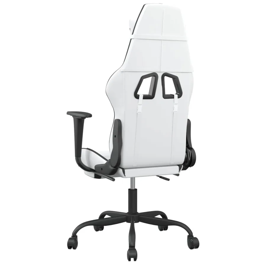 Chaise de jeu avec repose-pied Blanc et noir Similicuir - 5