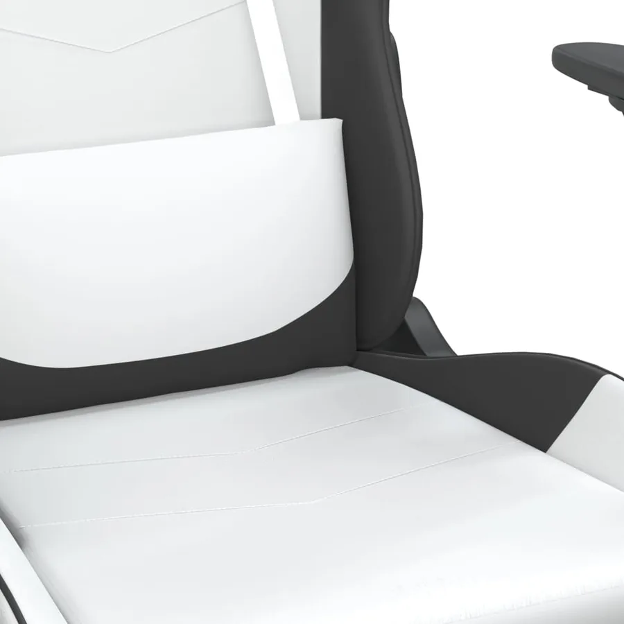 Chaise de jeu avec repose-pied Blanc et noir Similicuir - 9
