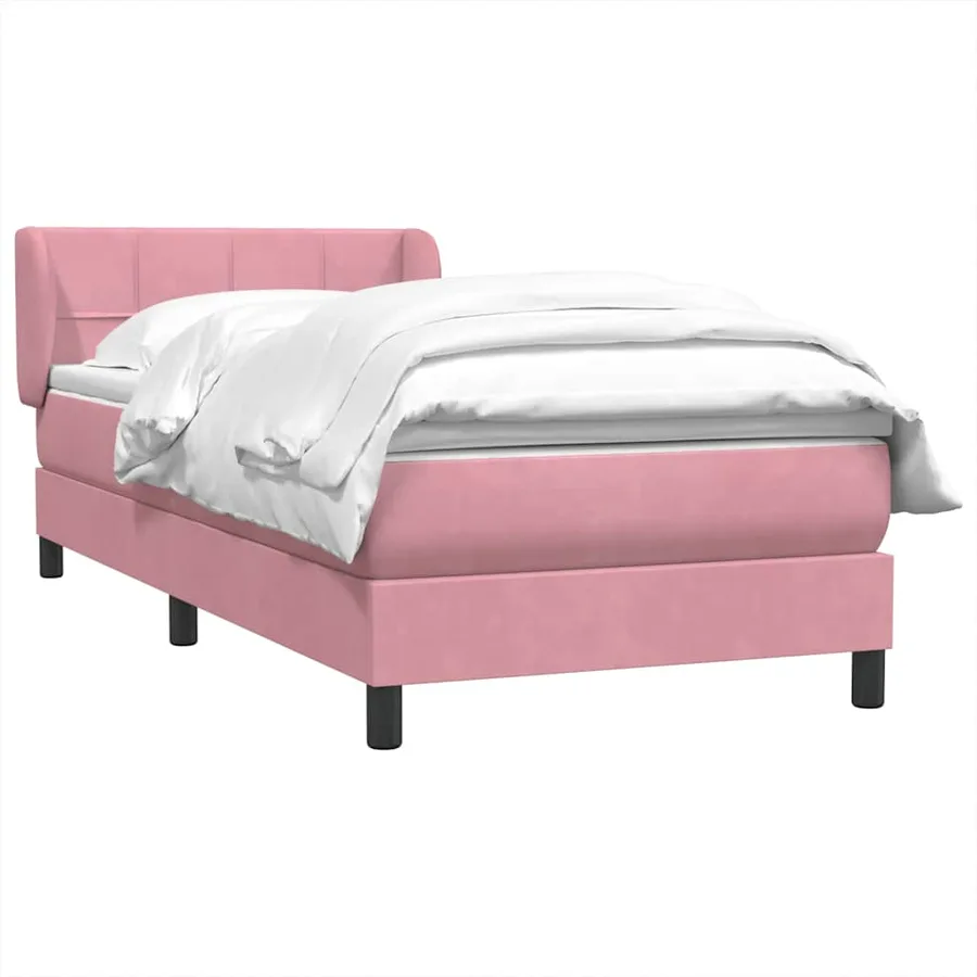 Sommier à lattes de lit avec matelas rose 90x220 cm velours - 3