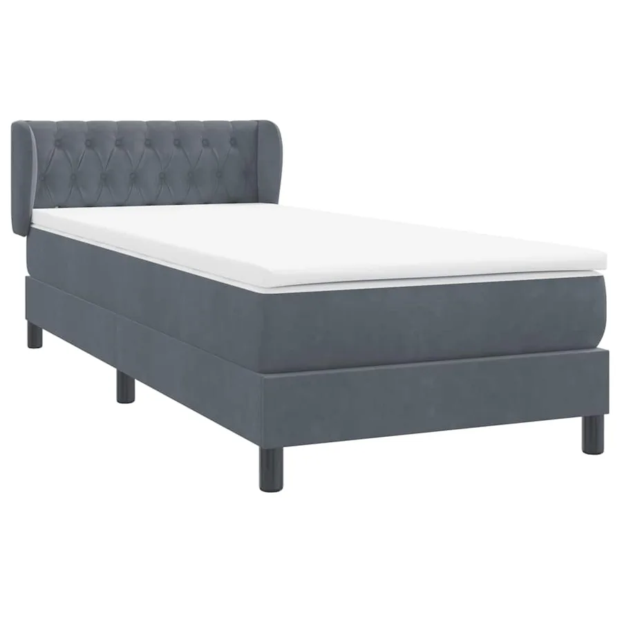 Sommier à lattes de lit et matelas gris foncé 80x220 cm velours - 4