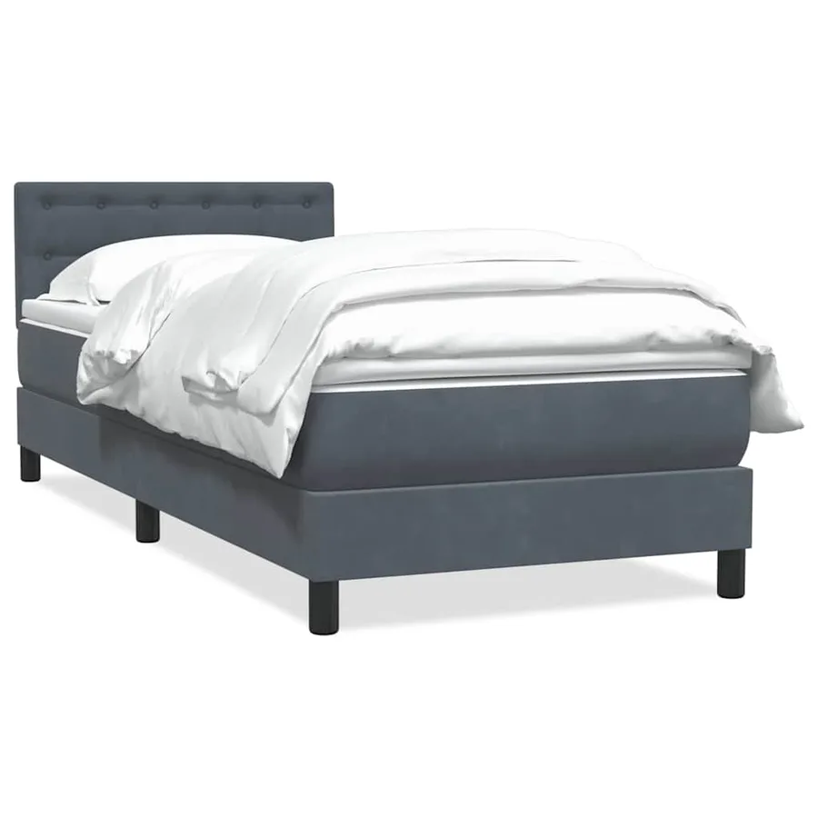 Sommier à lattes de lit et matelas gris foncé 90x210 cm velours - 2