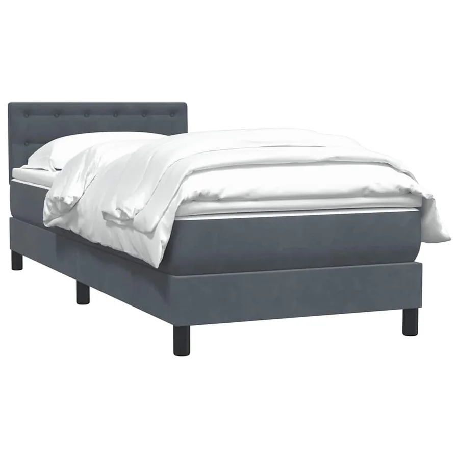 Sommier à lattes de lit et matelas gris foncé 90x210 cm velours - 3