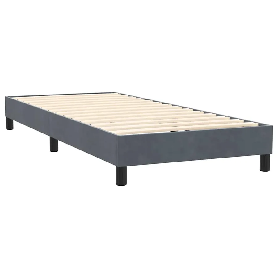 Sommier à lattes de lit et matelas et LED gris foncé 90x210 cm velours - 6
