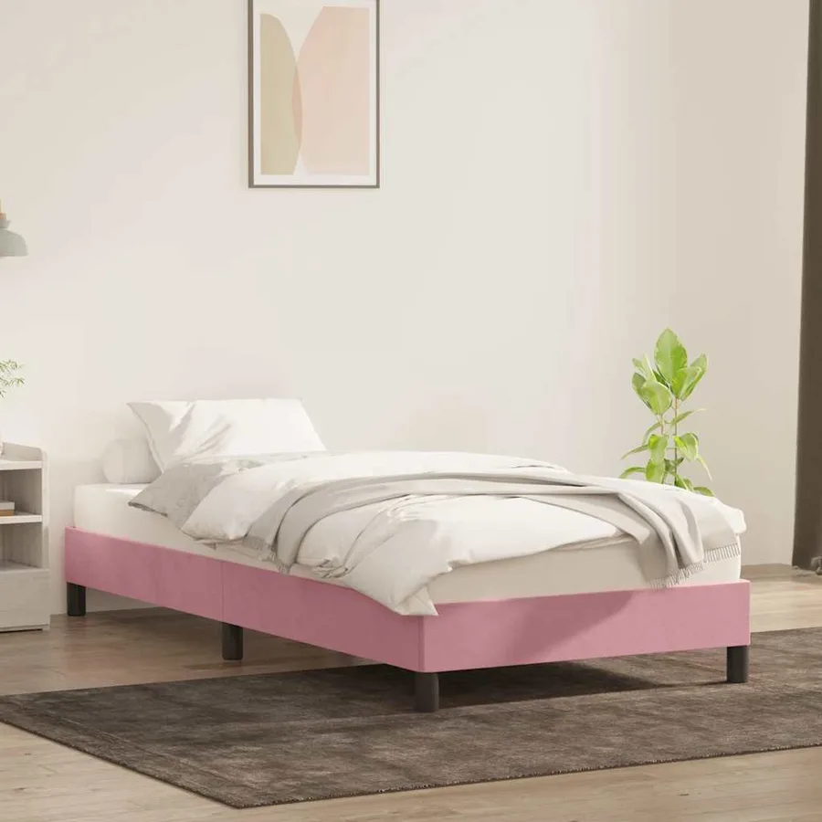 Cadre de lit sans matelas rose 90x210 cm velours - 3