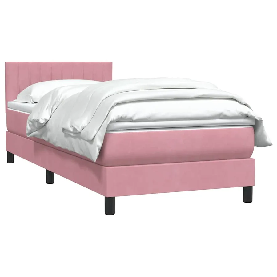 Sommier à lattes de lit avec matelas rose 80x210 cm velours - 4