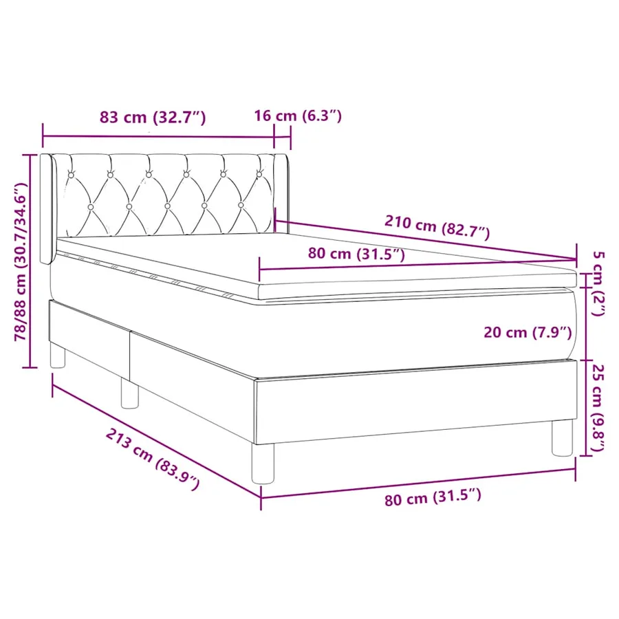 Sommier à lattes de lit et matelas gris clair 80x210 cm velours - 12