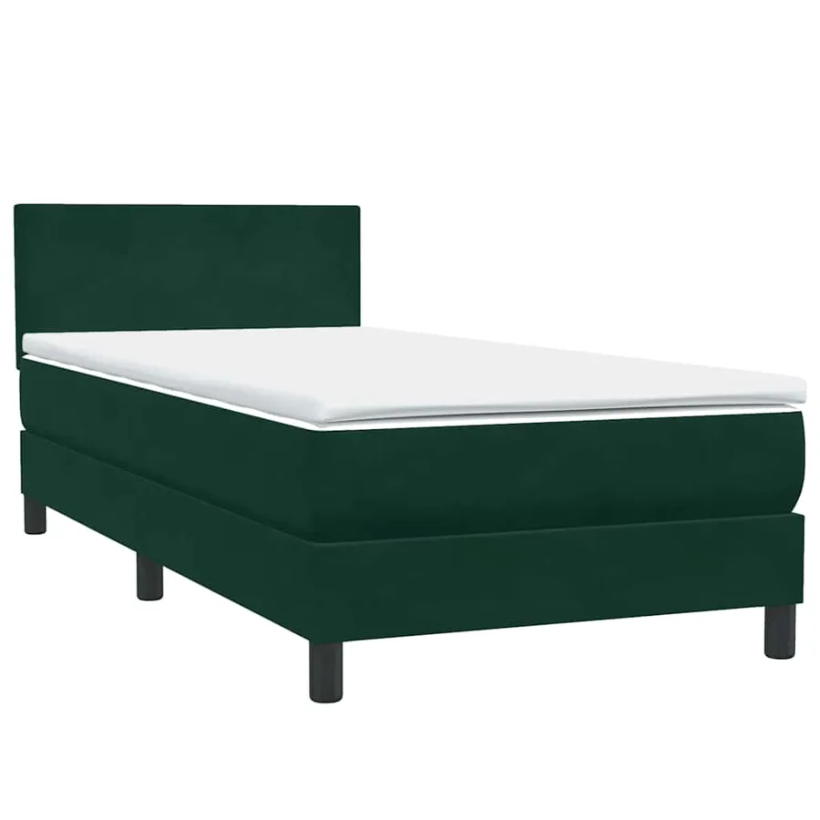 Sommier à lattes de lit et matelas et LED vert foncé 80x220 cm velours - 5