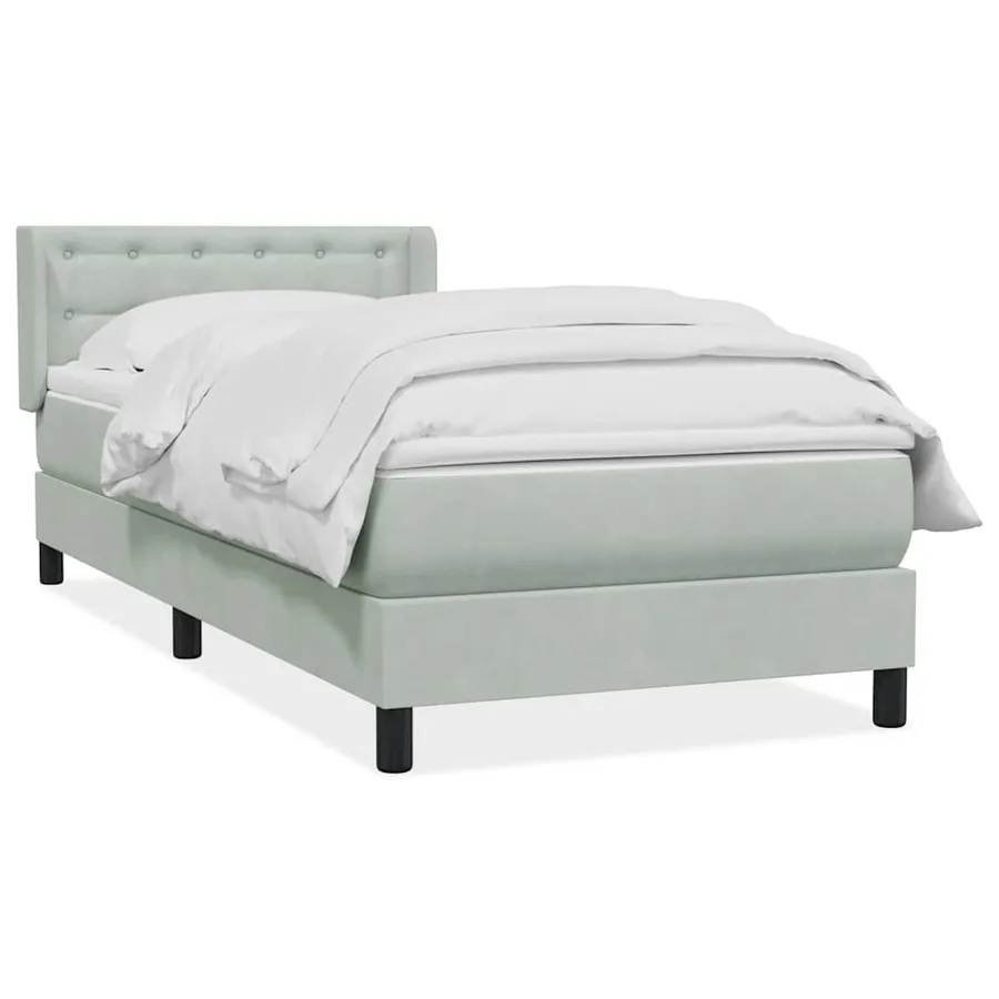 Sommier à lattes de lit et matelas gris clair 80x210 cm velours - 2