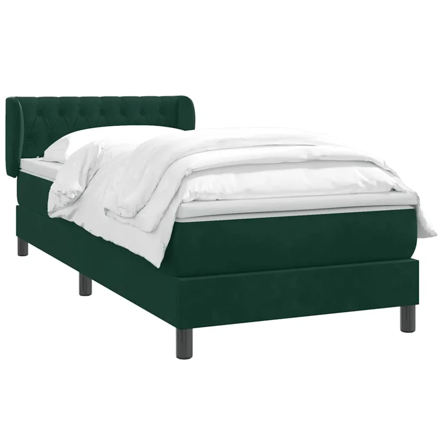 Sommier à lattes de lit et matelas vert foncé 80x220 cm velours - 3