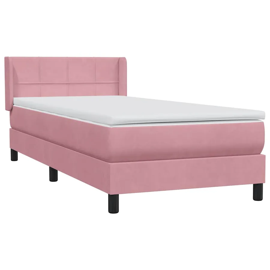 Sommier à lattes de lit avec matelas rose 90x210 cm velours - 4