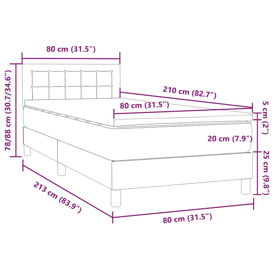 Sommier à lattes de lit et matelas gris clair 80x210 cm velours - 12