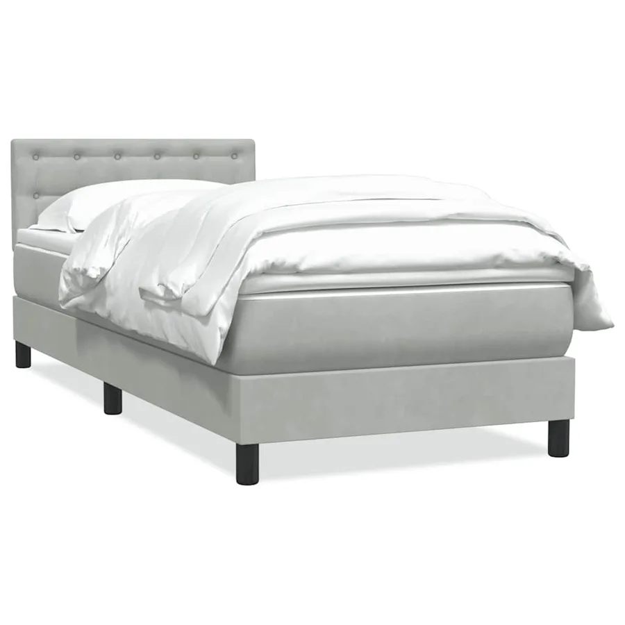 Sommier à lattes de lit et matelas gris clair 80x210 cm velours - 2