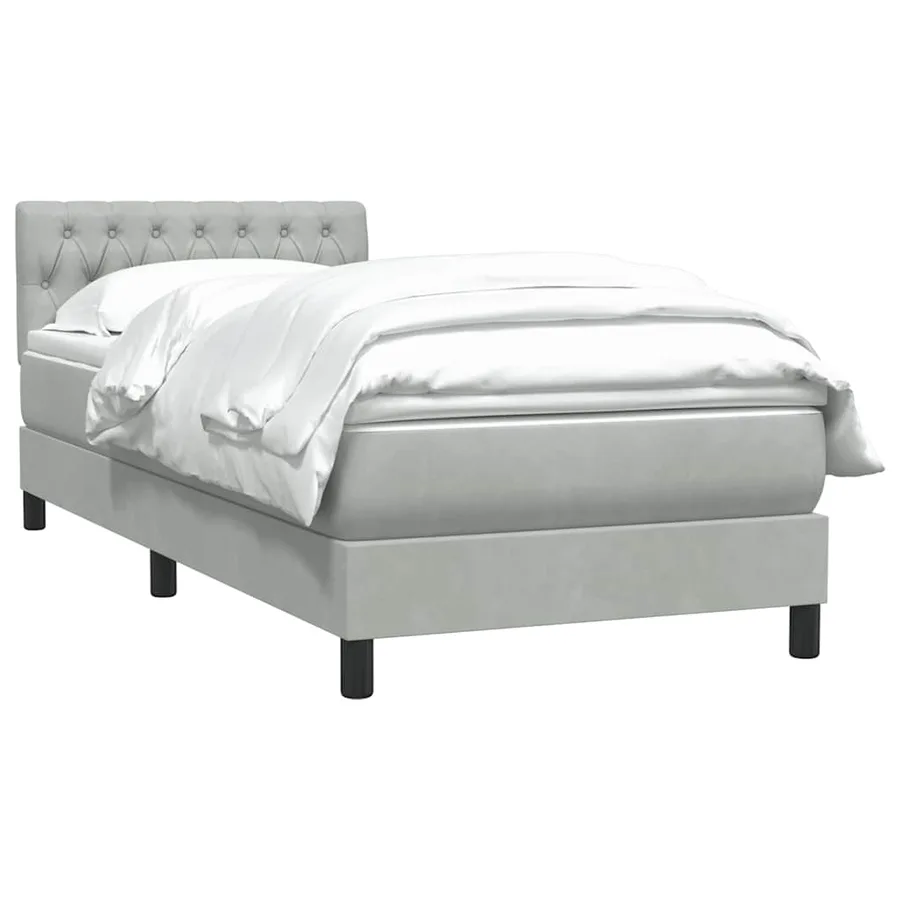 Sommier à lattes de lit et matelas gris clair 80x210 cm velours - 3