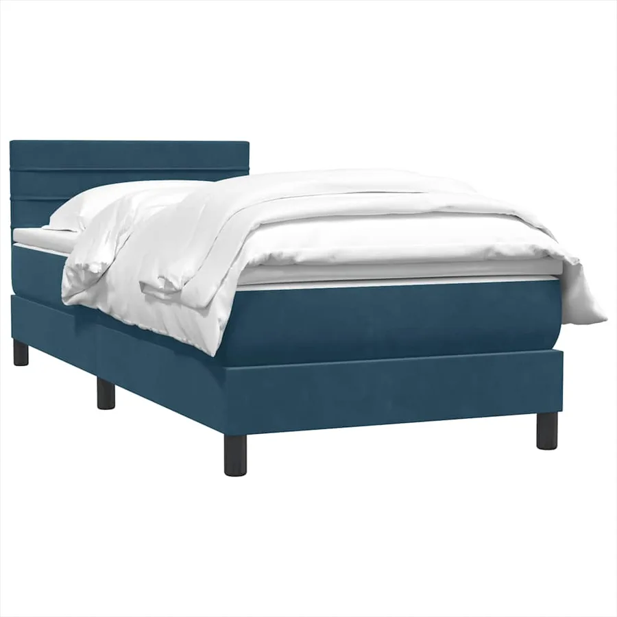 Sommier à lattes de lit et matelas bleu foncé 80x210 cm velours - 3